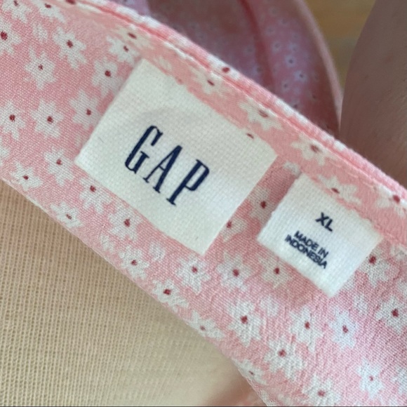 Gap Floral Wrap Front Tie Blouse XL Light Pink Crepe V Neck Kimono Sleeves - Picture 3 of 9